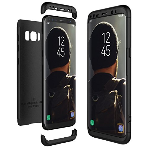 Qissy   Carcasa Samsung Galaxy S8 3 in 1 Todo Incluido Anti-Scratch Ultra Slim Protective 360 PC Case Cover para Samsung Galaxy S8 5 8    Negro 