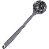 DNC Brosse à dos en silicone pour douche et bain avec long manche, sans BPA, hypoallergénique, écologique (gris)