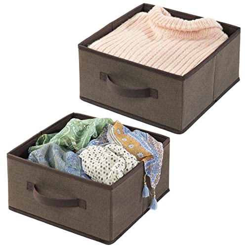 mDesign Set of 2 HalfCube Storage Boxes Fabric Storage Cubes with