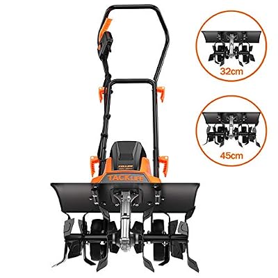 Tacklife 【Sélection Printemps】TACKLIFE Motobineuse Électrique 1500W, Motoculteur, Largeur Variable 32-45cm, Profondeur 20cm, 6 Fraises & 24 Lames, 390tr/min à Vide, Guidon Pliable, Roues Réglables-TGTL01A