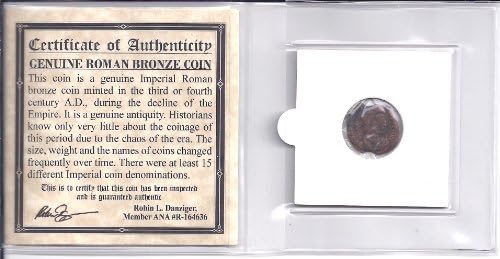 Beverly Oaks Ancient Roman Bronze Coin ,1500 Years Old With Coa
