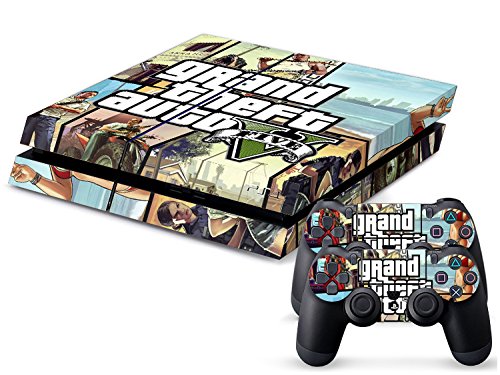 Preisvergleich Produktbild Playstation 4 + 2 Controller Aufkleber Schutzfolie Set - GTA V