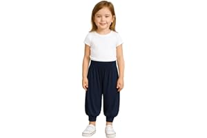 STAR FASHION Kids Harem Loose Casual Baggy Sports Dancing Pants Girls Harem Children Trouser with Leg Cuffs Elasticated Waist UK 5 Years to 13 Years