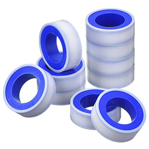 Mudder 10 Rollen 12 mm Breite 13,2 m Lang Industrielle Dichtband PTFE Band für Gas Wasser Rohr Fitting Gelenk, Weiß