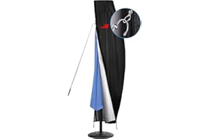 CONFUTURY 420D Wasserdichte Schutzhülle Sonnenschirm für 2.7m-3.6m Gartenampelschirm,Ampelschirm,Winterfest Abdeckhauben für Sonnenschirme mit Belüftungsöffnung Oben, Stabilem Reißverschluss, Kordelzug am Saum