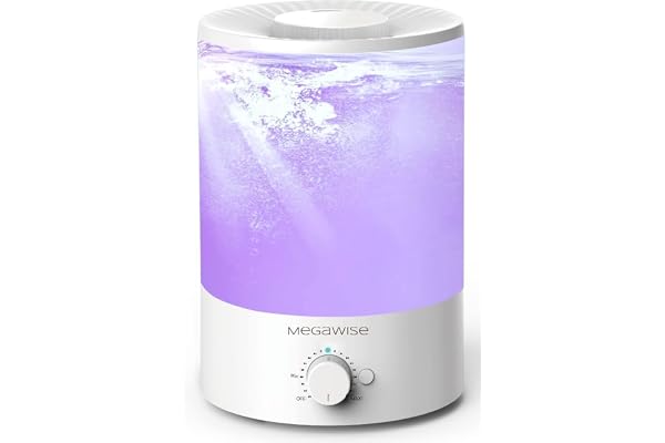 MegaWise Cool Mist Luftfuktare för baby, sovrum, dagis, hem och kontor, supertyst ultraljudsspray, stor topprefill, 3,5 l