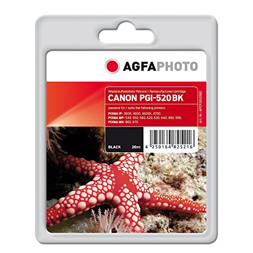 Preisvergleich Produktbild AgfaPhoto APCPGI520BD Tintenpatrone mit Chip für PGI-520 BK, schwarz