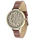 ufengke® retro freestyle handgelenk armbanduhren für frauen mädchen damen-braunes armband geschnitzt zimt ziffer zifferblatt