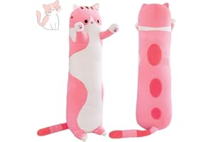 Sausudols Lange Katze Kuscheltier Stofftiere Plüsch Katzen Spielzeug Kuschelkissen Geschenke für Kinder Freundin Rosa 50CM