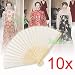 Produktbild EMOTREE 10x Handfächer Stoff Taschenfächer mit Organzabeutel Stofffächer Hochzeit Deko