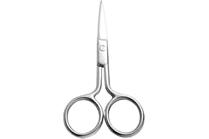 SONGQEE Stainless Steel Facial Hair Scissors - Small Straight Tip Scissors for Eyebrows, Nose, Moustache, Beard & Eyelash