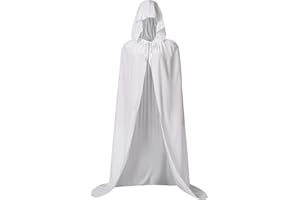 Sunairy Velvet Halloween Cloak with Hood, Vampire Cape Witches Cloak Adult Halloween Costumes for Women and Men (X-Large, White)