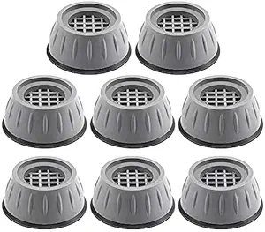 SANKRANTI 8 PCs Home Washing Machine/Fridge/Sawing Machine/Bed Anti Vibration Pads Washer Foot Pads Dryer Heightening Pads Stabilizer Support Stand for Home, GREY