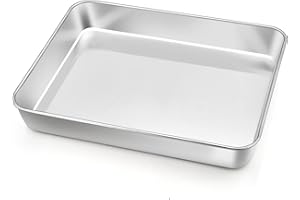 Homikit Backblech, Edelstahl Klein Auflaufform Ofenblech Ofenform, Rechteckige Tiefes Fettpfann für Backen Braten Servieren, Gesund, Leicht zu reinigen & Spülmaschinenfe