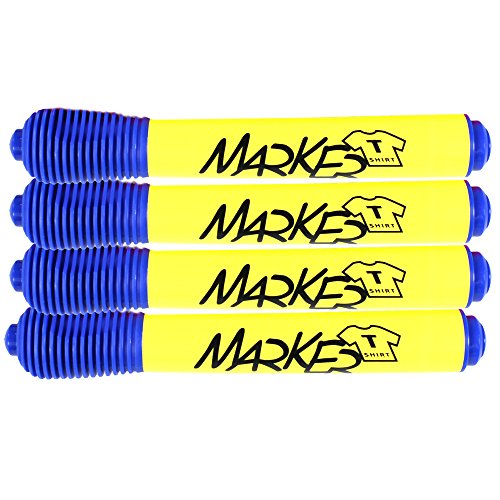 COM-FOUR® Textil Marker Wäschemarker Rundspitze (Blau) (4er Pack)