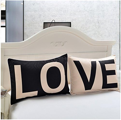 Decorative Couples Pillowcases,“LO”&amp;“VE” Set of 2 Printed Pillowcases,Romantic Couple Pillow Covers Perfect for Decoration of Bedroom,Living Room,Gift of Anniversary,Wedding