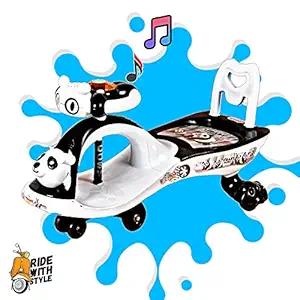 Cosmo Panda Rider Magic Ride On Car with Twin LED Lights & Musical Rhymes 360?Twister for Kids Boys and Girls ( 1 Year to 4 Years, Black & White)