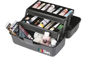ArtBin Portable Art & Craft Organizer with Lift [1] Plastic Storage Case Gray/Black, Multi-Colour, Two Tray