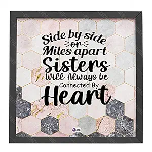 Crazy Corner Sister Always Connected By Heart Printed Wooden Frames with Quotes | Photo Frame 8x8 Inch | Raksha Bandhan Gift| Rakhi Return Gift | Rakhi Gift for Brother/Sister