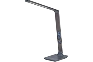 ‎ALBA ALBA LEDVIVA N Aluminium + ABS Schreibtischlampe LED mit integriertem USB-Port + Multifunktional, Grau Anthrazit