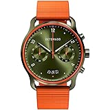 DeTomaso SORPASSO Velocita Verde Arancione Orologio da polso da uomo analogico al quarzo, cinturino in nylon arancione, verde