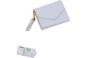 Ronoza Portmonetka damska, portmonetka damska, etui na dowód osobisty i karty, mały, kompaktowy, uroczy portfel studencki z zawieszką w frędzle, portfel jasnoszary, szary, 11.5*9*2, portfel damski