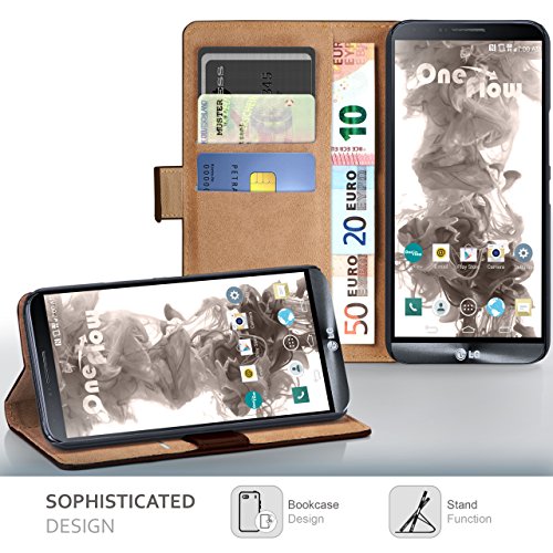 Bolso OneFlow para funda LG Google Nexus 4 Cubierta con tarjetero   Estuche Flip Case Funda m  vil plegable   Bolso m  vil funda protectora accesorios m  vil protecci  n paragolpes en Marrone