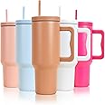 mebiusyhc 40oz Stainless Steel Vacuum Insulated Cup Double Wall Travel Flask Car Coffee Mug Tumbler with Straw with Handle for Hot Iced Coffee1