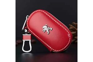 ALINZO Pelle, Custodie per Chiavi Auto, Portachiavi con Telecomando, Portachiavi, Accessori Decorativi, per Peugeot 3008 2008 208 108 4008 301 508 408 5008 207 107 4007,Red