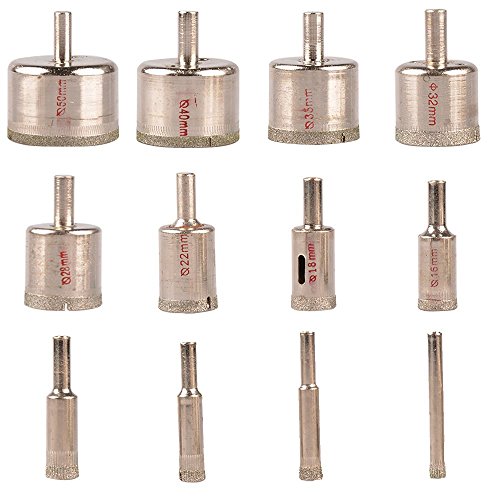 Racksoy 12stk 6-50mm Bohrmeißel Bohrer Lochsägen Set für Marmor Glas Fliesen (6,8,10,12,16,18,22,28,32,35,40,50 mm) - 3