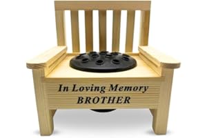 Yaldram Mini Wooden Memorial Bench with Black Plastic Insert Pot Fresh Artificial Flowers Graveside Ornament Bench with Flower Holder Heartfelt-Tribute (In Loving Memory BROTHER)