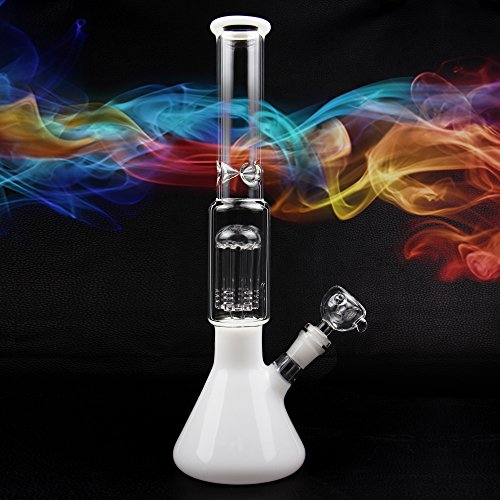 REANICE Recycler Glas Bongs wasser bong bubbler einfache bong 14.5mm bong schüssel höhe 35cm direkt glas rohre honigwabe zweig bongwasser bohrinseln pfeife großen bongs – glas mit zubehör, große weiße - 7