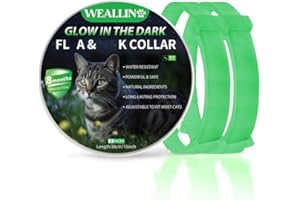 WEALLIN Lumineux Collier Anti-puces pour Chats, Collier Anti Puces et Tiques pour Chats Ajustable et Imperméable, Protection Naturelles et Efficace Pendant 8 Mois à Tous Les Chat, Vert (2 PCS)