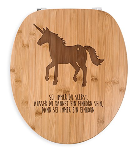 Mr. & Mrs. Panda WC Sitz Einhorn - 100% handmade in Norddeutschland - Einhorn, Pferd, Pony, Feen, Sterne, Zaubern, Zauberwald, Horn, Sternchen WC, Sitz, Klobrille, Toilettensitz, Klodeckel, Toilettendeckel, Holz, WC-Sitz, Toilette, Geschenk, Badezimmer, Bad, Einrichtung, natur, Bambus, Gravur Einhorn, Pferd, Pony, Feen, Sterne, Zaubern, Zauberwald, Horn, Sternchen