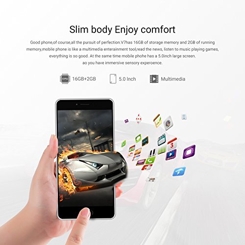 KENXINDA V7 Dual SIM 4G Handys, GÃ¼nstiges smartphone ohne Vertrag, Touchscreen digitales 5,0 Zoll Display, Fingerabdruck Sensor, 2GB+16GB interner Speicher, BatteriekapazitÃ¤t 2250 mAhï¼ˆGrauï¼‰