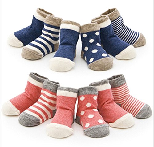 4 Pairs Baby Kids Newborn Infant Toddler Cute Cotton Socks (S / (6-12) Months, blue)