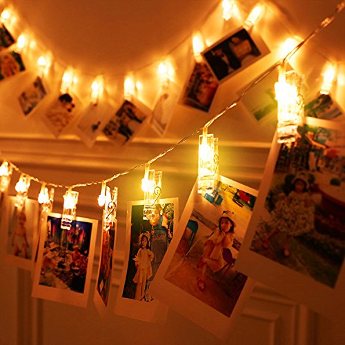 30 LED Foto Clips Lichterketten ,Stimmungsbeleuchtung Dekoration ,Dauerlicht Weihnachtsbeleuchtung Sternenlicht Licht Wanddekoration Licht für hängende Fotos Gemälde Bilder Karte und Memos, 10 Füße (3m), batteriebetrieben, warmes Weiß - 5