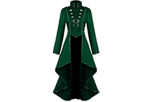 JAKLOZ Damen Steampunk Vintage Frack Jacke Unregelmäßiger Saum Gothic Kleidung Viktorianischer Gehrock Lang Mantel Renaissance Halloween Kostüm Mittelalter Cosplay Uniform für frauen