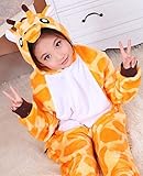 JT-Amigo Kinder Pyjama Strampler Schlafanzug Tier Kostüm für Halloween Karneval Fasching, Giraffe Kostüm, Gr. 140/146 - 
