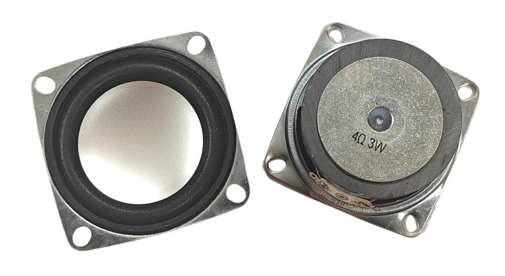Erh India 2 Pcs 2 inch Square 4 Ohm 3 Watt Full Rang Audio Speaker for Power Audio Amplifier, Sound System DIY Kit