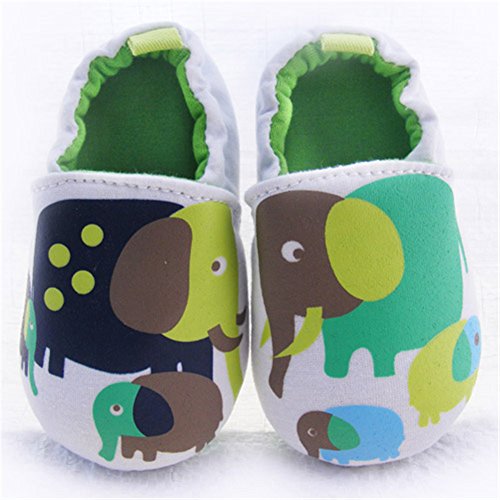 Femizee Baby Girls Boys Infant/Toddler Cartoon Elephant Soft Sole Prewalker Crib Shoes 0-12 Months Green