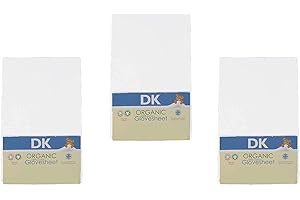 DK Glovesheets Three Fitted 83 x 50cm Crib Sheets 100% Organic Cotton - Compatible With The Next To Me Mattress - WHITE - 3 PACKS