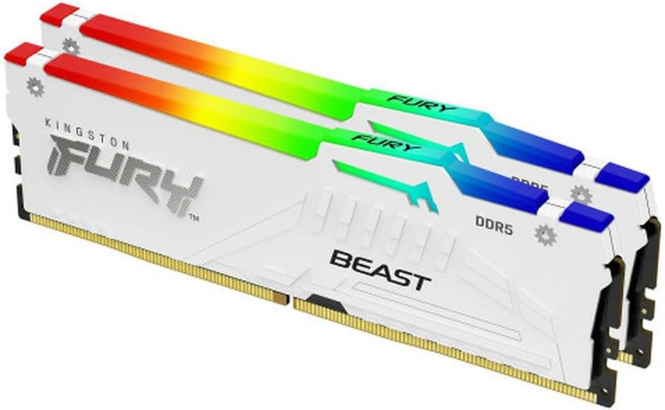Kingston FURY Beast Blanco RGB EXPO 64GB 6000MT/s DDR5 CL30 DIMM Memoria gamer para Ordenadores de sobremesa Kit de 2 - KF560C30BWEAK2-64
