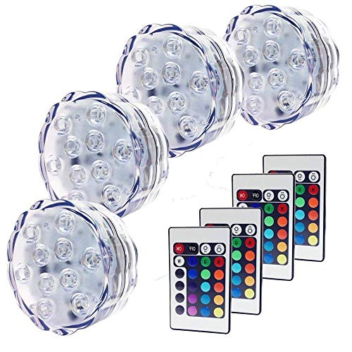 comprare on line ALED LIGHT® Batteria Impermeabile Powered Sommergibili Luci, LED Luci Piscina, Luci per Laghetto di Notte Luci LED RGB Luci di Umore con IR Telecomandi, Luci per Piscina, per Matrimoni, Centrotavola, Luci Halloween, Festa. (4*10LED) prezzo