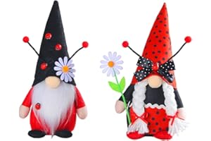 Eimilaly Set di decorazioni per la casa, gnomi a forma di coccinella con margherite, set di decorazioni per feste o altre feste a tema, 2 pezzi