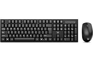 Ewent Kit Set Tastiera e Mouse Wireless, Layout QWERTY Italiano per PC/Notebook/Laptop, Windows, unico ricevitore USB, nero