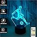 Produktbild ZRR 3D Kick Fußball Spielzeug Dekor LED Nachtlicht mit Fernbedienung Timer, 7 RGB-Farben Smart Touch Einstellbare Helligkeit, Geburtstagsgeschenk Dekoration für Jungen Mädchen