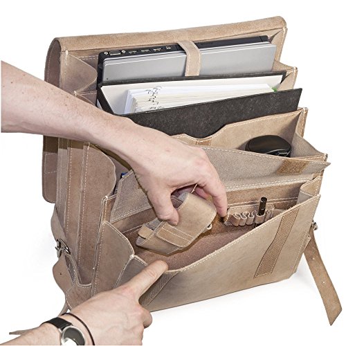 Sehr Gro  er Lederrucksack   Lehrerrucksack Gr    e XL aus B  ffel-Leder  f  r Damen und Herren  Creme Beige  Modell 670