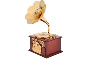 Corkwaw Gramophone music box, classical trumpet gramophone cosmetic box and jewelry box home decoration(Red (Red)