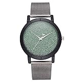 Armbanduhr Damen Ronamick Frauen glänzende Quarz Lederband Uhr Mond Zeiger Analoge Armbanduhr Uhr Uhren(GN)